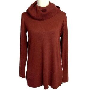 LOFT Women's Cowl Neck Long Sleeve Pullover Deep Red Maroon Knit Sweater Small